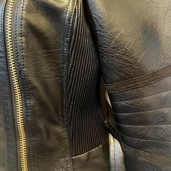 GUESS Black Faux Leather & Suede Jacket Sz S euc - Picture 5 of 8